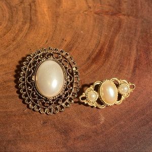 Vintage Faux Pearl Brooches Bundle of Two
